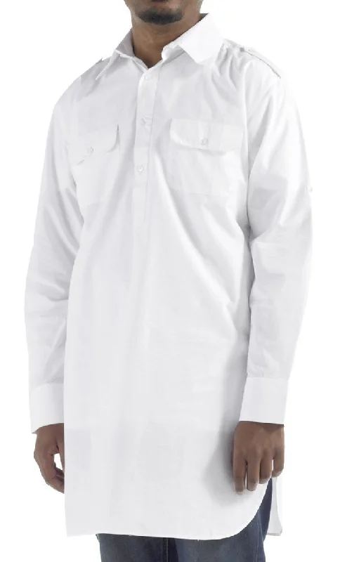 Kurta Cotton Tab Shirt - White