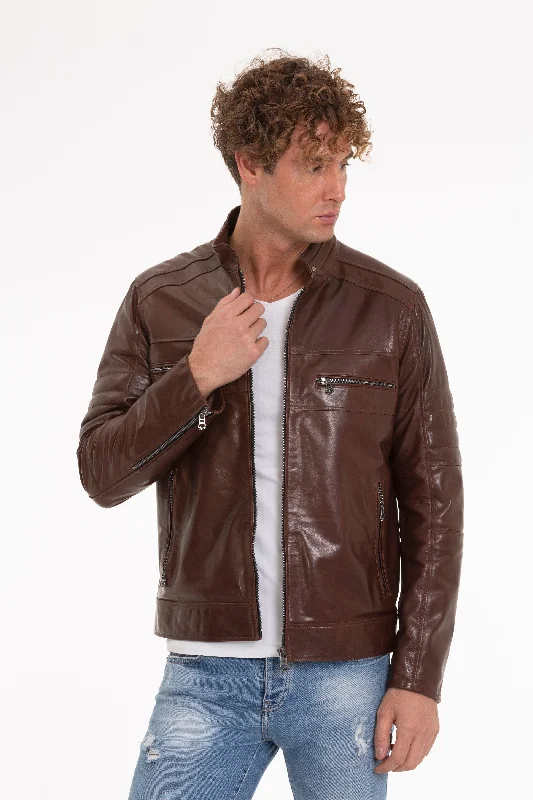 The Rios Tan Men Leather Men Jacket