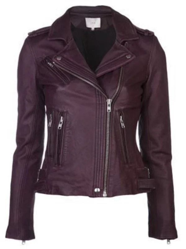 Women Real Lambskin Leather Biker Jacket KW344