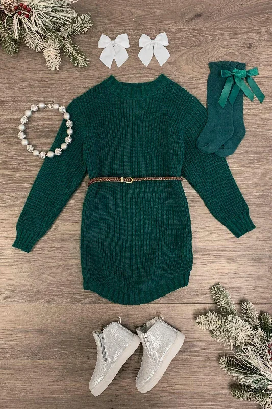 Holiday Sweater Dress with Belt