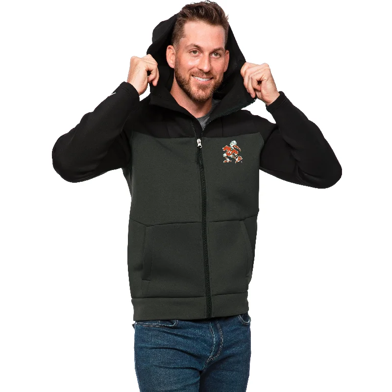 Miami Hurricanes Antigua Protect Full-Zip Hoodie - Black/Smoke