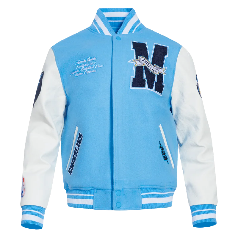 NBA MEMPHIS GRIZZLIES TEAM PENNANTS MEN'S RIB WOOL VARSITY JACKET (UNIVERSITY BLUE/WHITE)