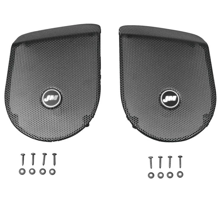 Close Out J&M 217283 Black Saddlebag Lid Speaker Grill Set for Harley Davidson 1998-2013