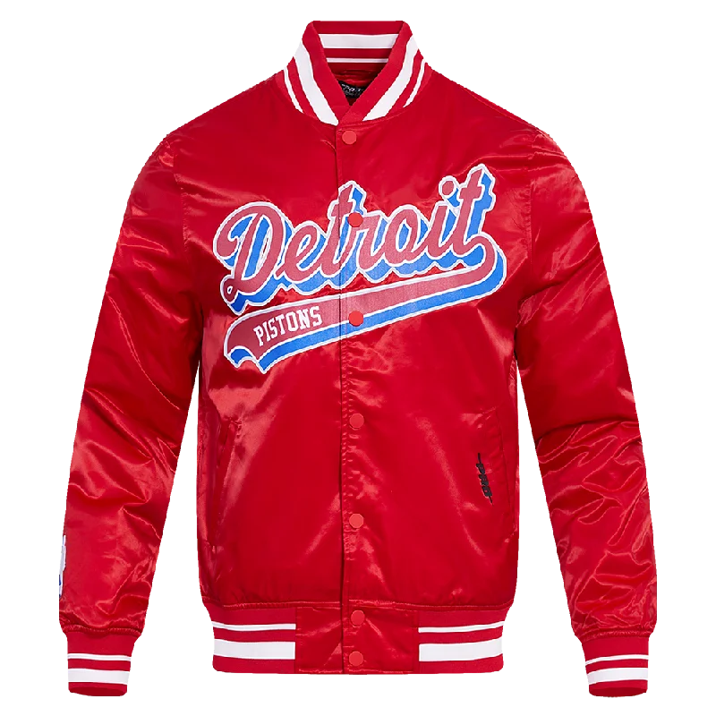 NBA DETROIT PISTONS SCRIPT TAIL MEN'S SATIN JACKET (RED)