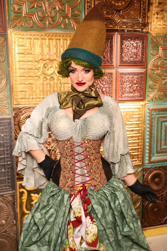 Wench Corset In Merry Paisley WITH Embossed Vine Faux Leather Hip Patch - Day 12  "12 Days of Christmas" 2024