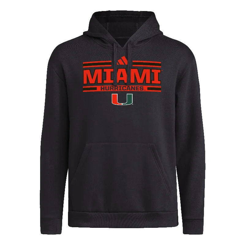 Miami Hurricanes adidas 2024 Granite Block Fleece Pullover Hoodie - Black