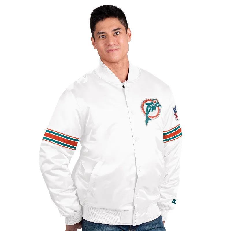 Miami Dolphins Vintage Logo Classic Starter Jacket-  White