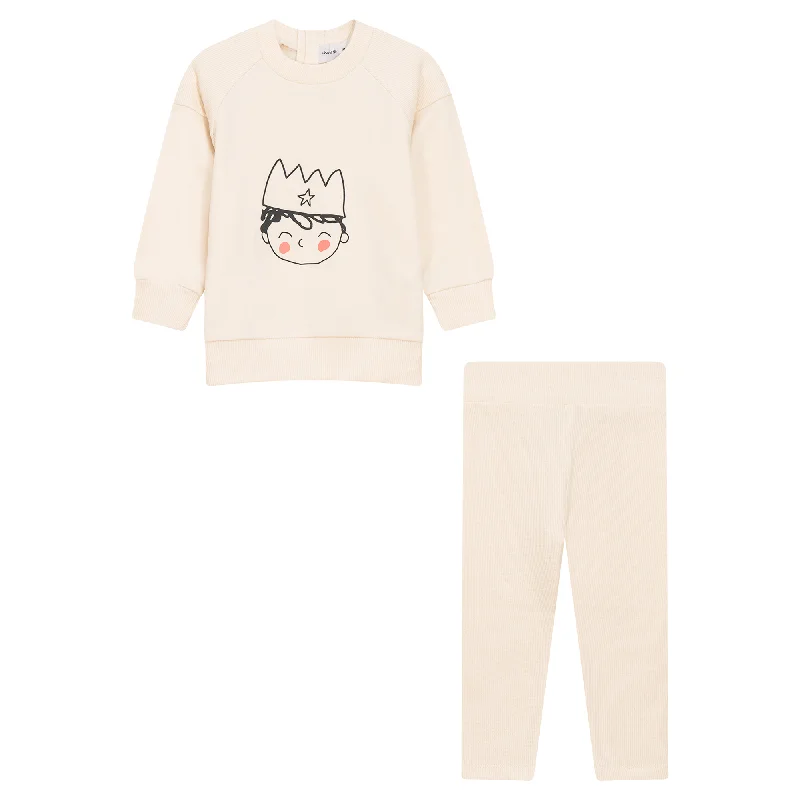 set outfit sweat face and legging - cream