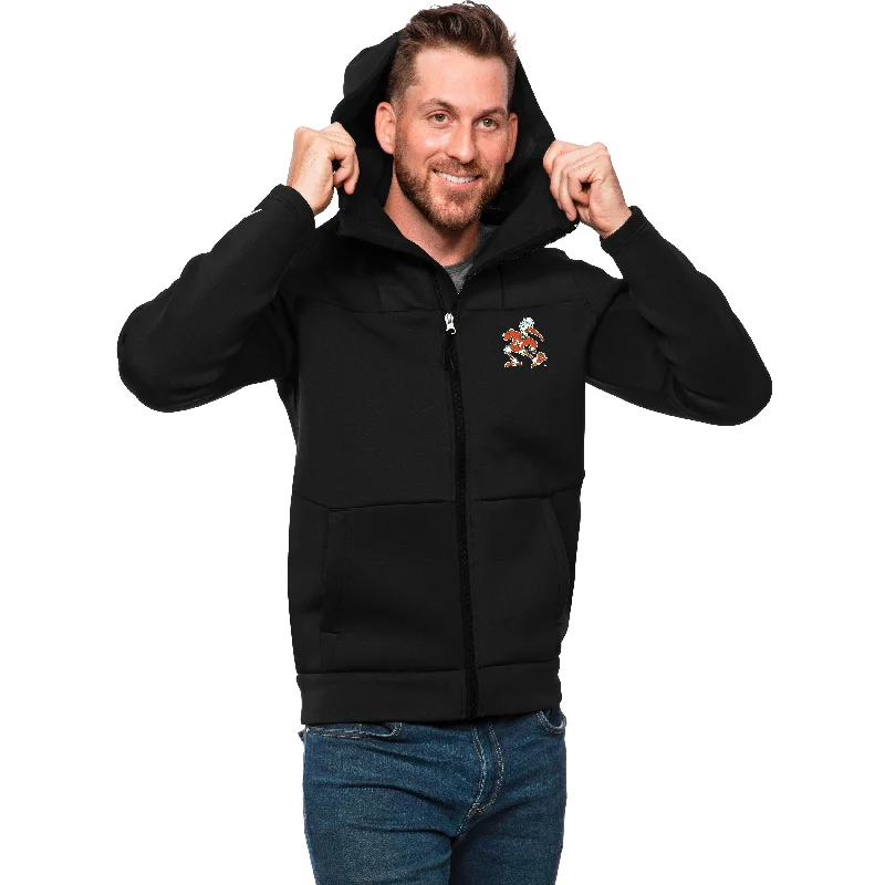 Miami Hurricanes Antigua Protect Full-Zip Hoodie - Black