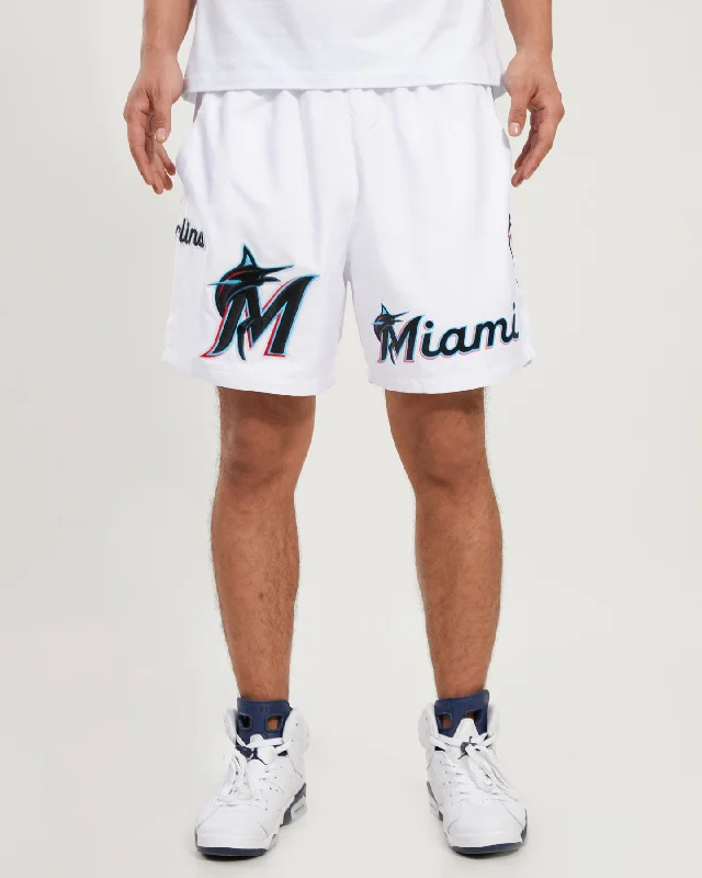 MLB MIAMI MARLINS LOCK UP TEAM LOGO MEN'S WOVEN SHORT (WHITE)