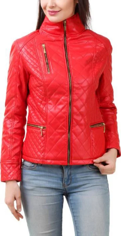 Koza Leathers Women's Real Lambskin Leather Bomber Jacket KW404