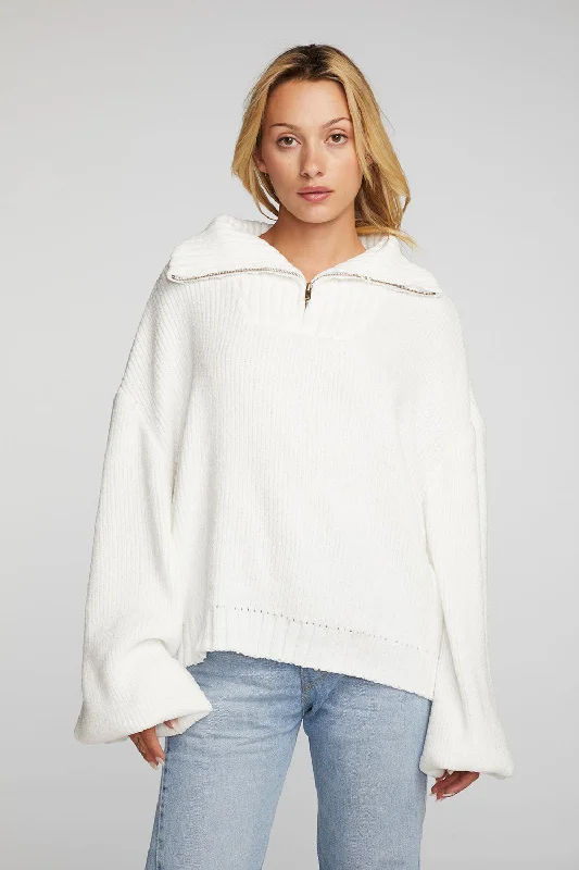 Chenille Knit Half Zip Pullover