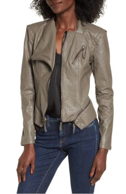 Women Real Lambskin Leather Biker Jacket KW310