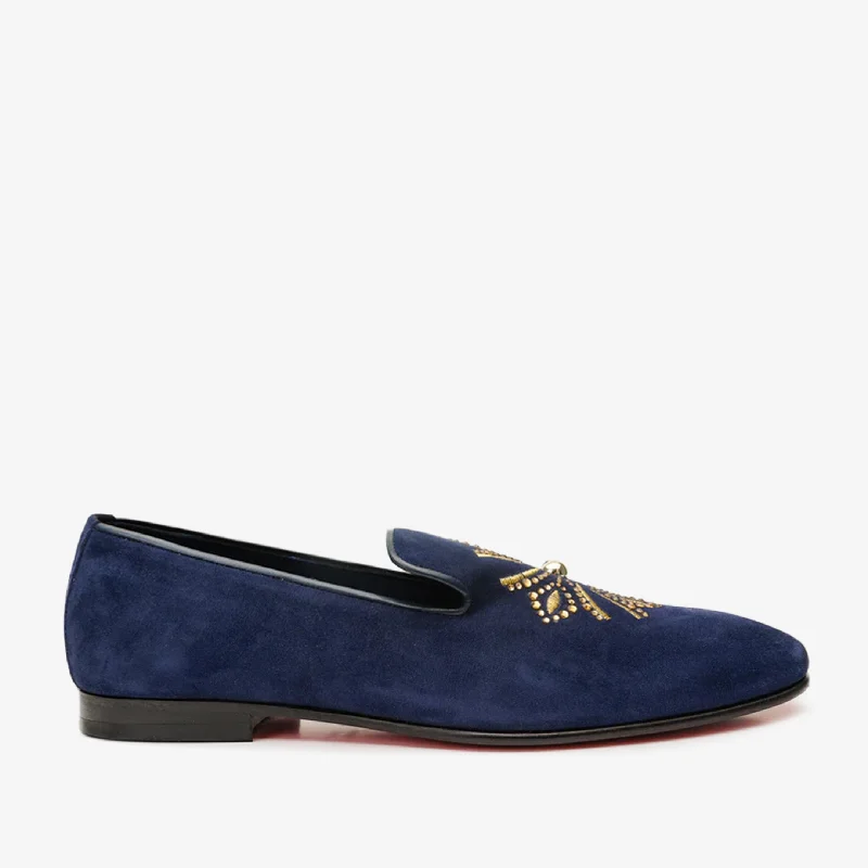 The Lazio Shoe Navy Blue Suede Slip-on Loafer Men Shoe