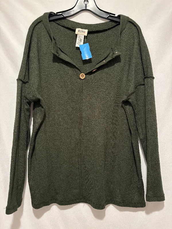 Top Long Sleeve By Bibi In Green, Size: M