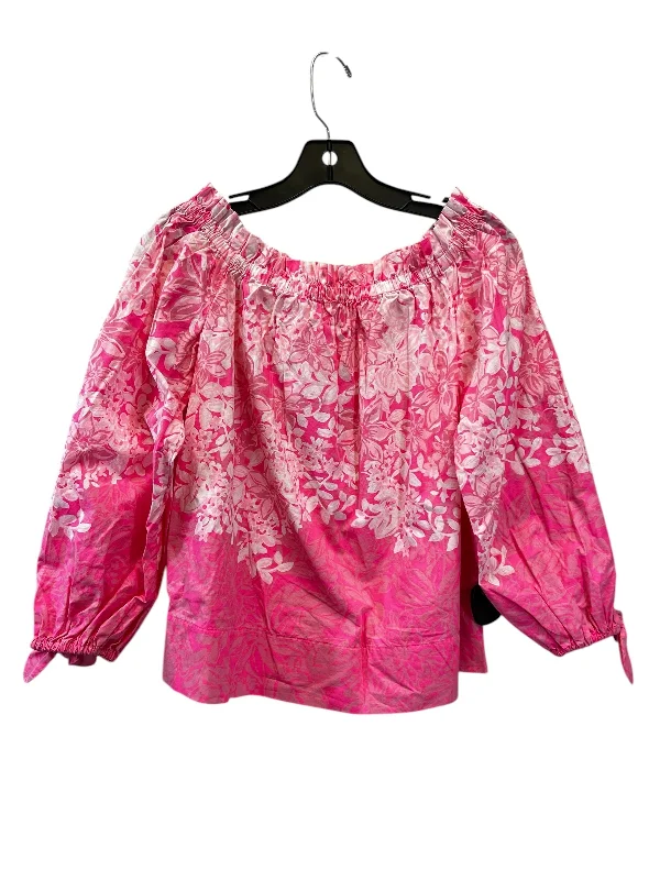 Top Long Sleeve By Lilly Pulitzer In Pink & White, Size: S