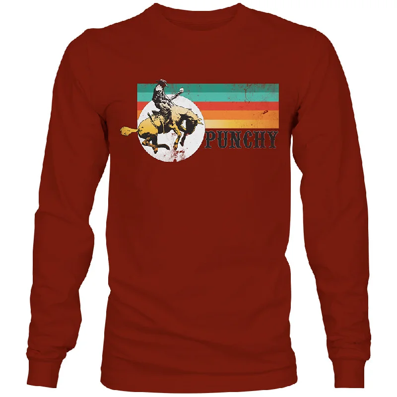 "Punchy" Long Sleeve T-shirt Crimson w/Serape & Black Logo