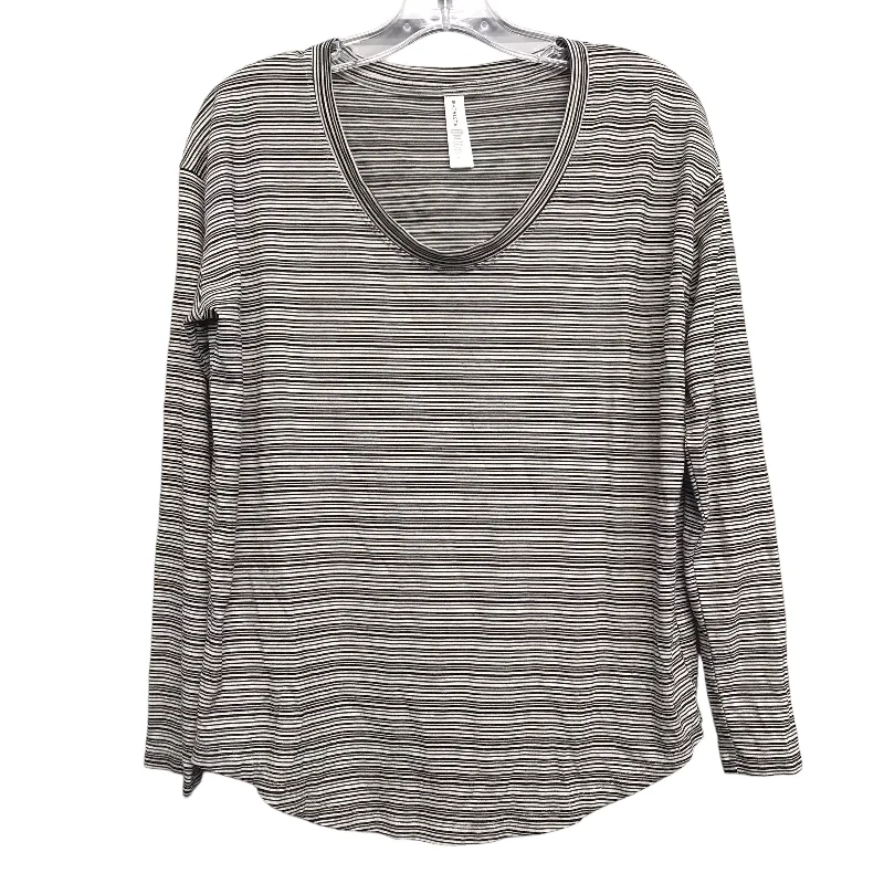 STRIPED PATTERN ATHLETIC TOP LS CREWNECK by ATHLETA Size:M