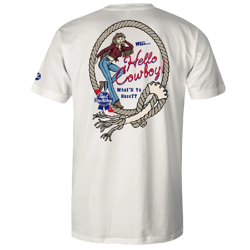 "Pabst Blue Ribbon" Cream w/"Hello Cowboy" T-shirt