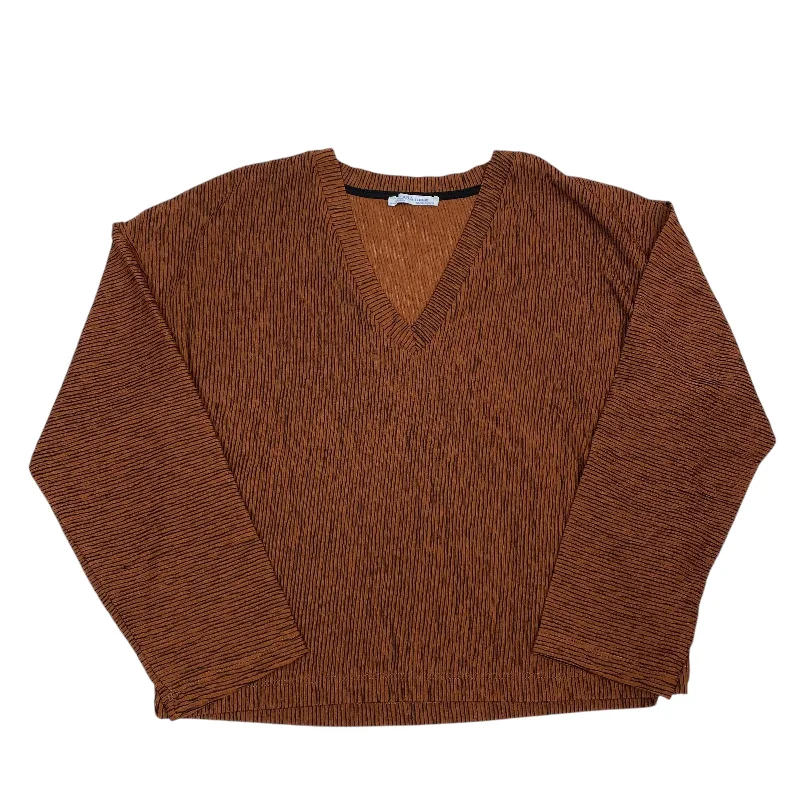 Top Long Sleeve By Zara In Brown, Size: M