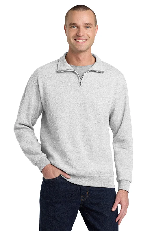 Jerzees Mens NuBlend Pill Resistant Fleece 1/4 Zip Sweatshirt - Ash Grey