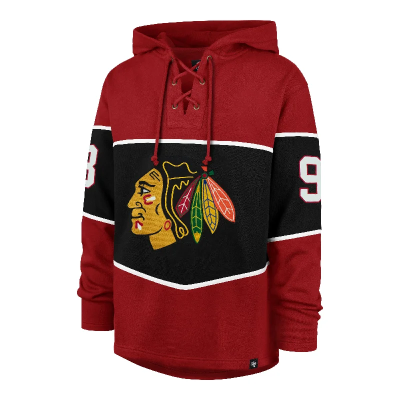 CHICAGO BLACKHAWKS CONNOR BEDARD '47 RUN POINT LACER HOOD