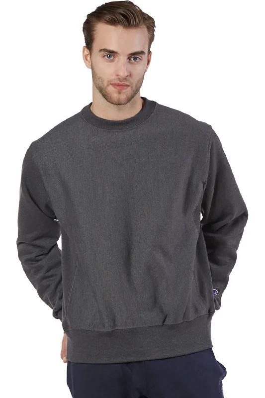 Champion Mens Shrink Resistant Crewneck Sweatshirt - Heather Charcoal Grey