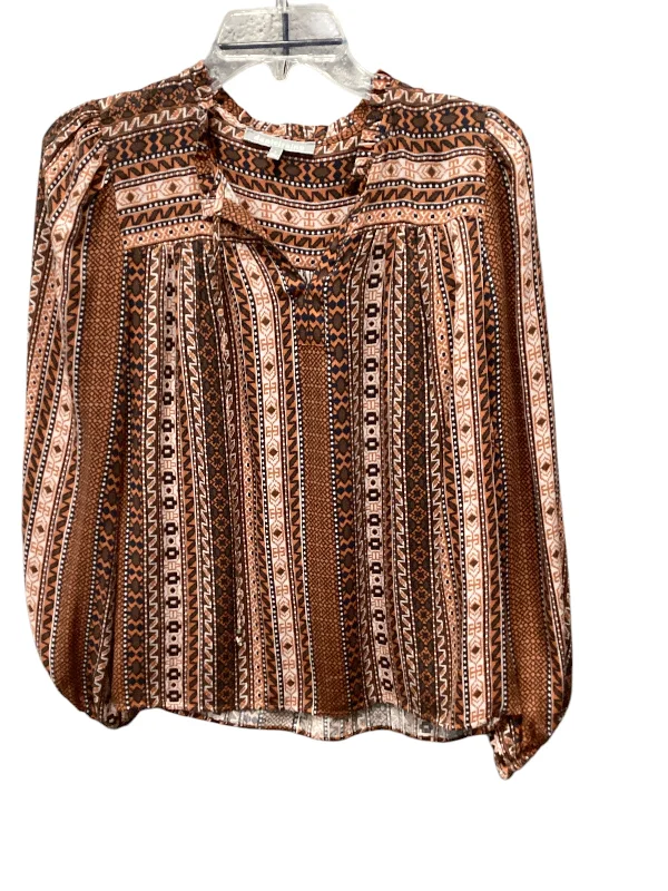 Top Long Sleeve By Daniel Rainn In Brown, Size: S