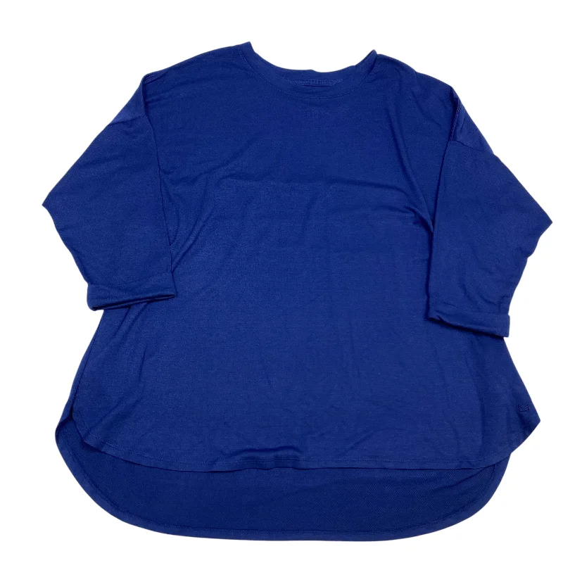 Top 3/4 Sleeve Basic By Crown And Ivy In Blue, Size: 2x