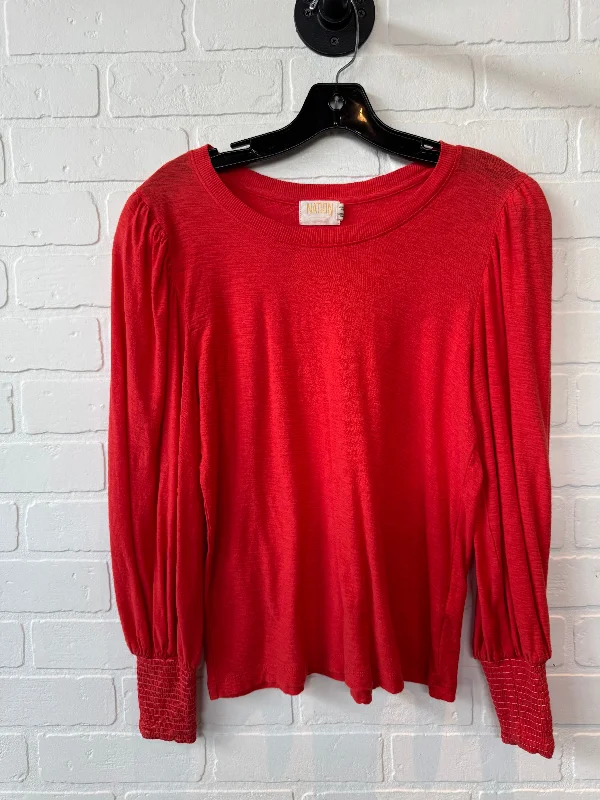 Top Long Sleeve By Nation In Orange, Size: M