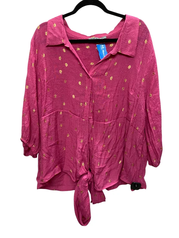 Top Long Sleeve By Clothes Mentor In Pink, Size: 2x