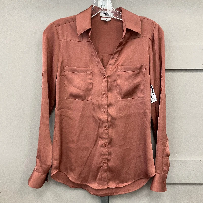 Top Long Sleeve By Express In Bronze, Size: Xs