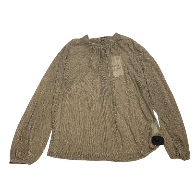 Top Long Sleeve By Zara In Tan, Size: M