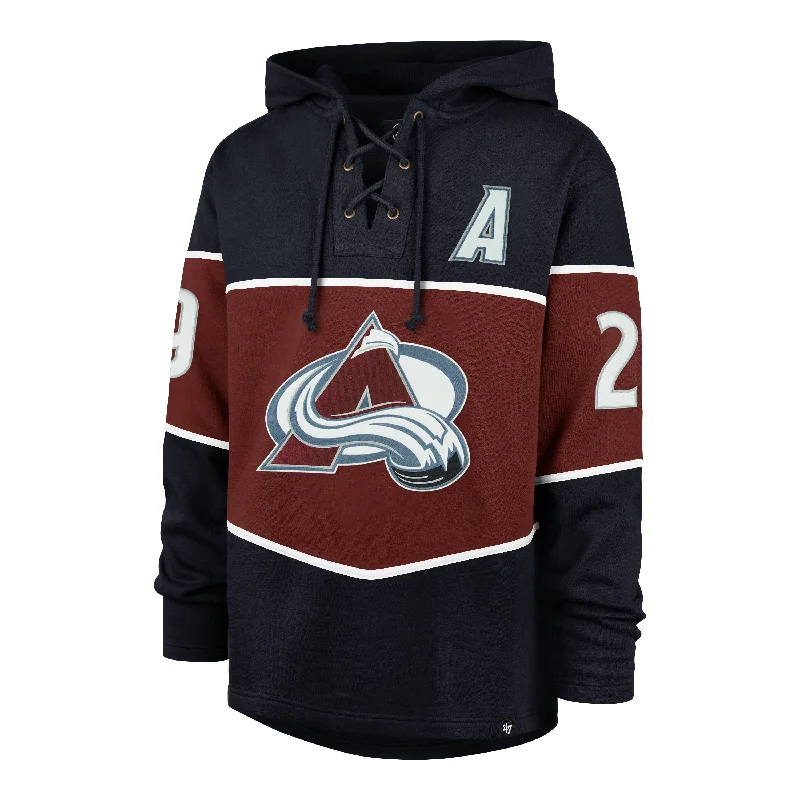 COLORADO AVALANCHE NATHAN MACKINNON '47 RUN POINT LACER HOOD