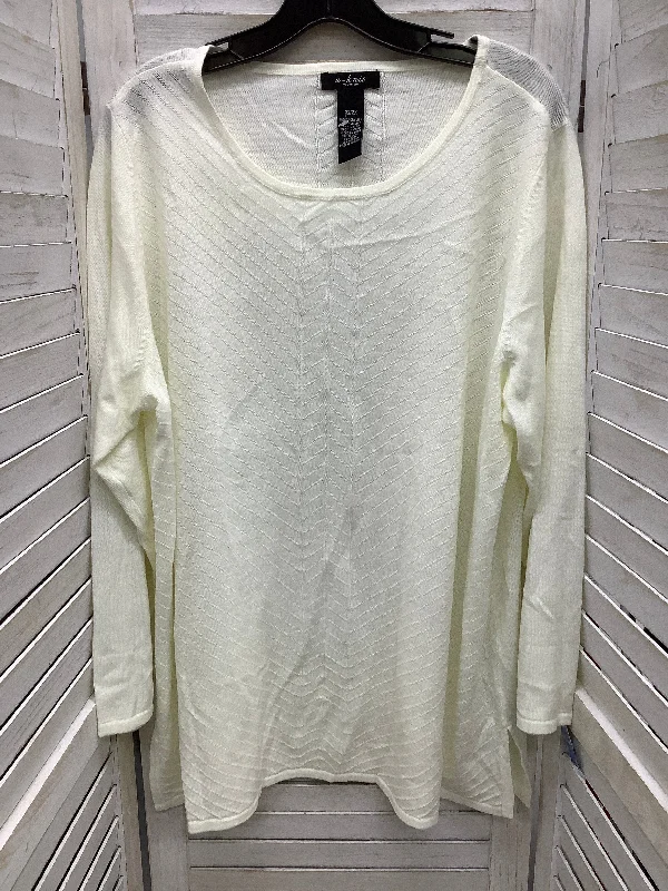 Top Long Sleeve By Clothes Mentor In Ivory, Size: 2x