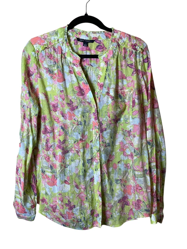 Top Long Sleeve By Zac And Rachel In Floral Print, Size: L