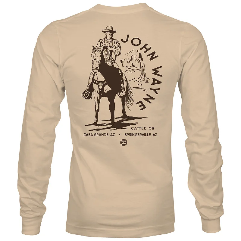 "John Wayne" Long Sleeve T-shirt Tan w/Horse Logo