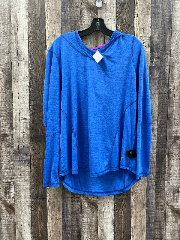 Blue Athletic Top Long Sleeve Collar Danskin Now, Size 1x