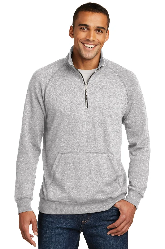 Stylish Wear District Mens Fleece 1/4 Zip Sweatshirt w/ Pouch Pocket - Heather Grey Stylish Wear District Mens Fleece 1/4 Zip Sweatshirt w/ Pouch Pocket - Heather Grey