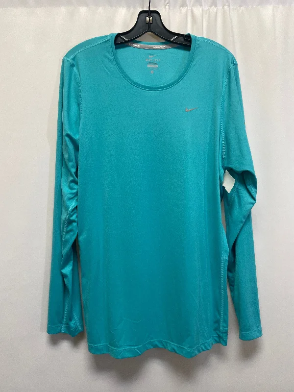 Athletic Top Long Sleeve Crewneck By Nike In Teal, Size: 1x