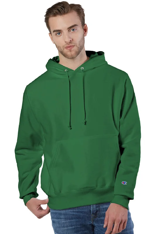 Champion Mens Shrink Resistant Hooded Sweatshirt Hoodie w/ Pouch Pocket - Kelly Green