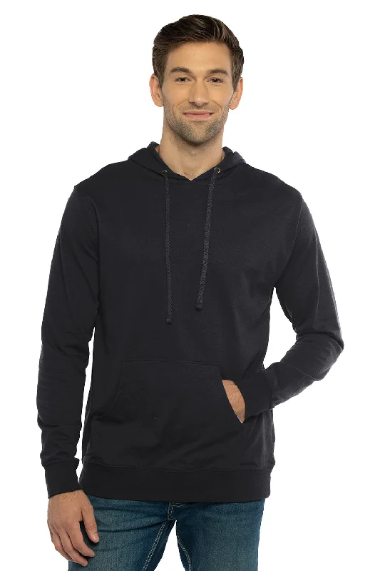 Next Level Mens French Terry Fleece Hooded Sweatshirt Hoodie w/ Pouch Pocket - Black