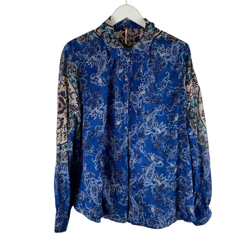 Top Long Sleeve By Free People In Blue, Size: M