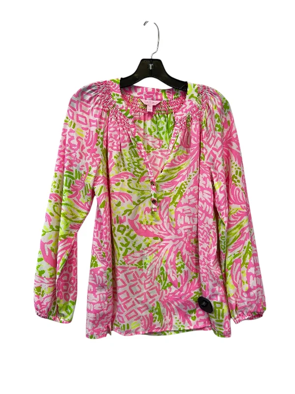 Top Long Sleeve By Lilly Pulitzer In Green & Pink, Size: S