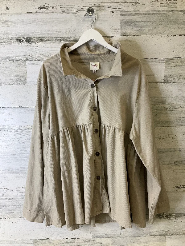 Top Long Sleeve By Hayden Harnett In Tan, Size: 3x