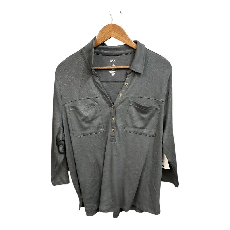 Top 3/4 Sleeve By Sonoma In Grey, Size: Xxl