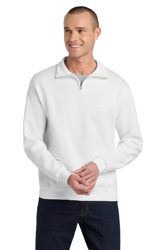 Jerzees Mens NuBlend Pill Resistant Fleece 1/4 Zip Sweatshirt - White