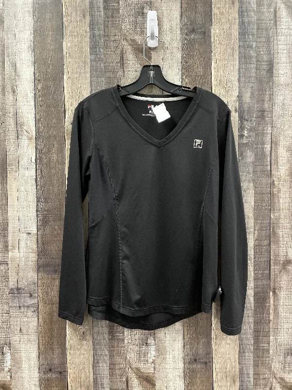 Black Athletic Top Long Sleeve Crewneck Fila, Size M