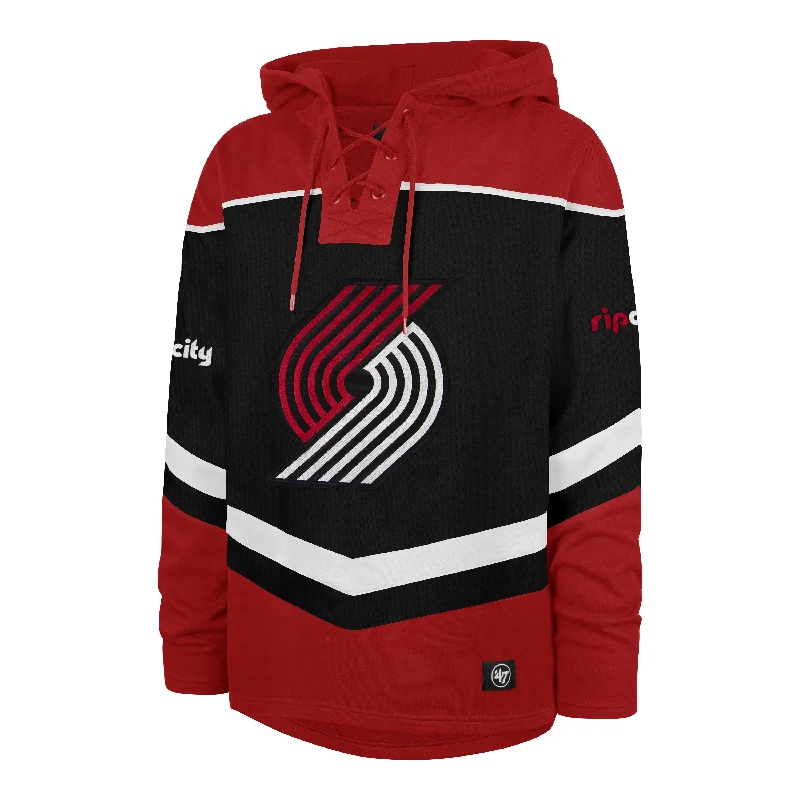 PORTLAND TRAILBLAZERS TRI SATIN '47 LAYUP LACER HOOD