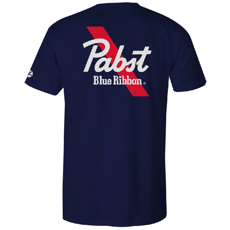 "Pabst Blue Ribbon" Navy Heather w/ Red & White T-shirt